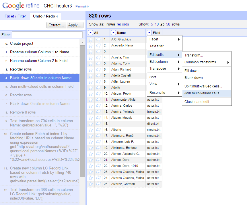 Screenshot of OpenRefine joining multi-value cells